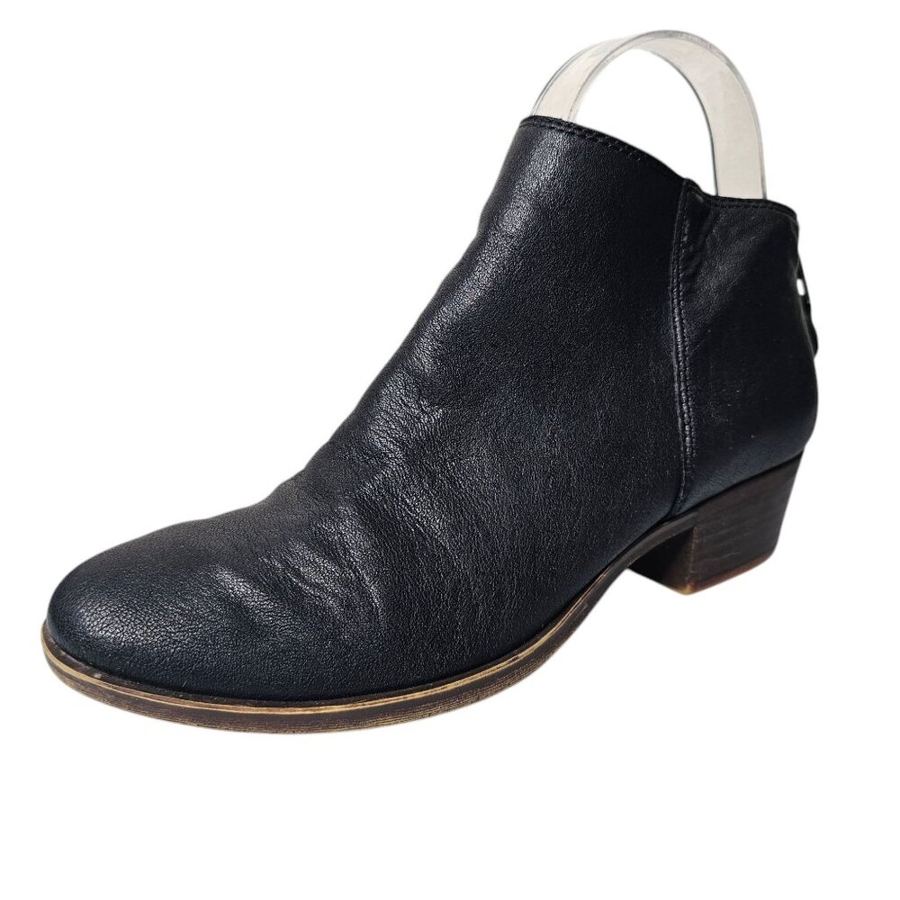 ⭐️Lucky Brand Size 6.5 Black Bremma Leather Ankle Booties Boots Zip Almond Toe